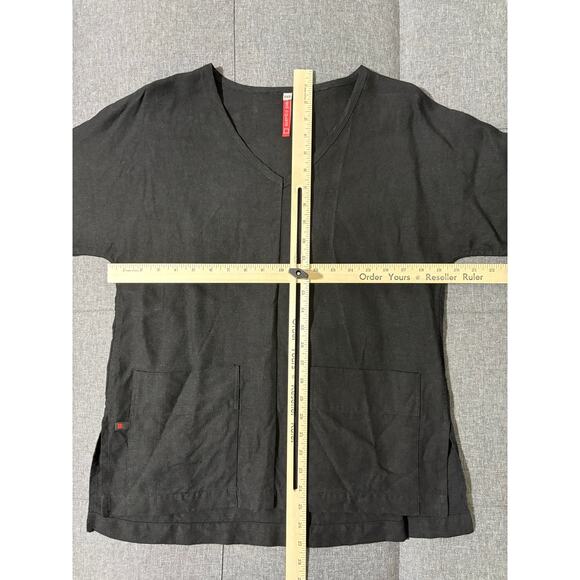 Red Square Women Top XXS Black 100% Linen Babette Lagenlook Oversized - Picture 4 of 6